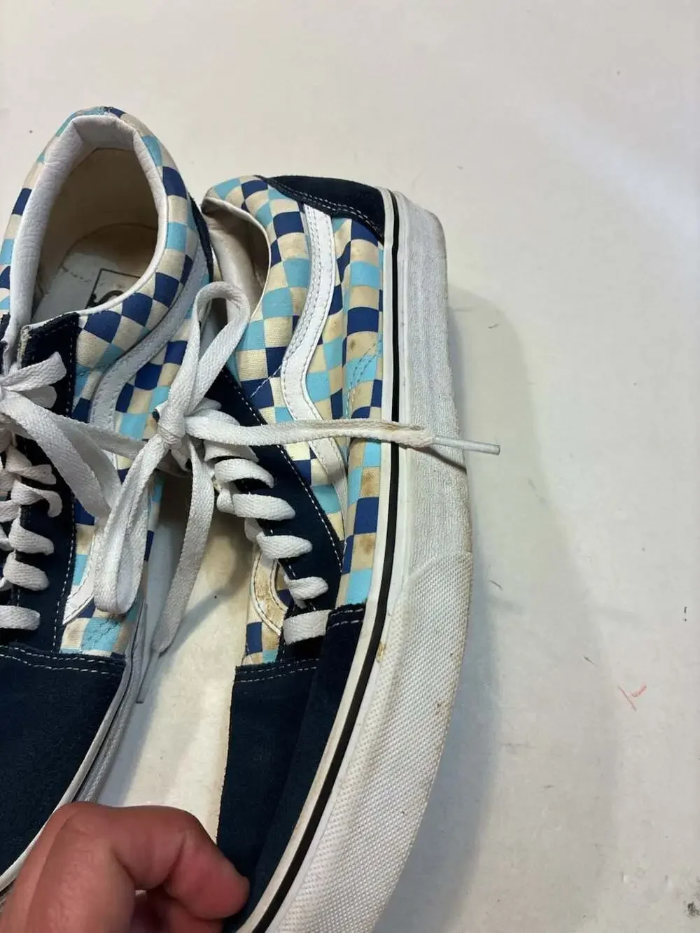 Vans Old Skool Blue Topaz Checkerboard Skate Shoes
